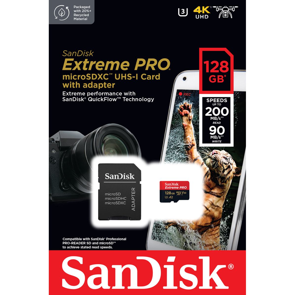 P001-000915-128G_SDSQXCD-128G-GN6MA TARJETA MICRO SD 128 GB SANDISK EXTREME PRO (200MB/SG) - Imagen 1